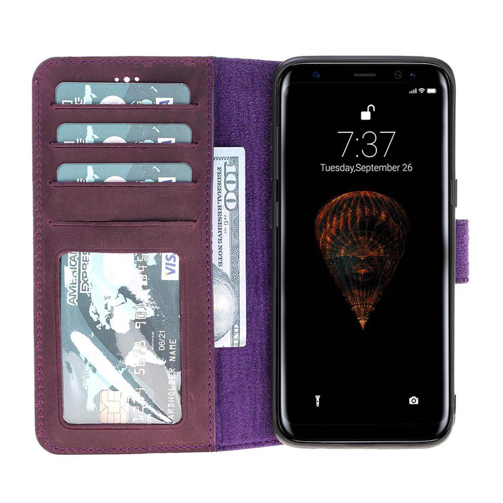 Samsung Galaxy S8 Purple Leather 2-in-1 Wallet Case with Card Holder - Hardiston - 2