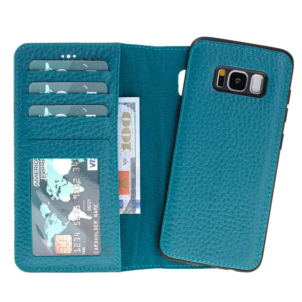 Samsung Galaxy S8 Turquoise Leather 2-in-1 Wallet Case with Card Holder - Hardiston - 1