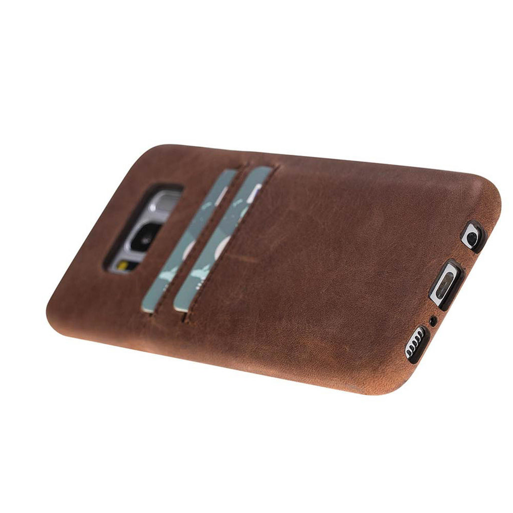 Samsung Galaxy S8+ Brown Leather Snap-On Case with Card Holder - Hardiston - 5