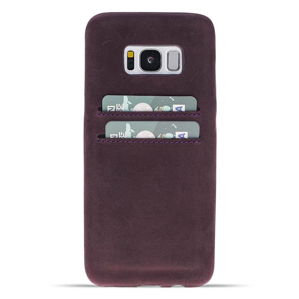 Samsung Galaxy S8+ Purple Leather Snap-On Case with Card Holder - Hardiston -1