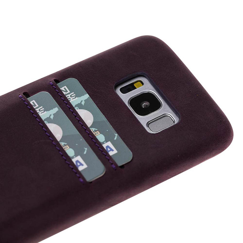 Samsung Galaxy S8+ Purple Leather Snap-On Case with Card Holder - Hardiston -4