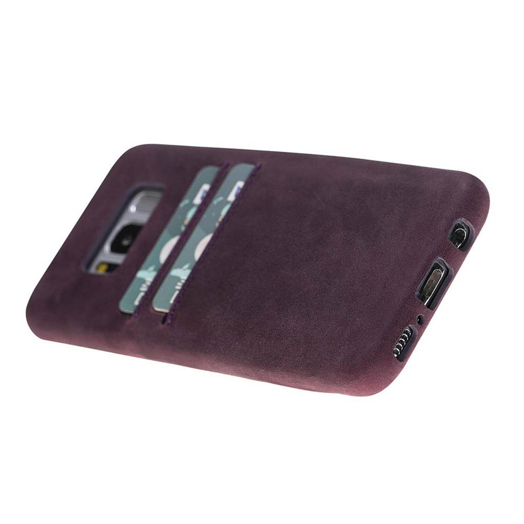 Samsung Galaxy S8+ Purple Leather Snap-On Case with Card Holder - Hardiston -5