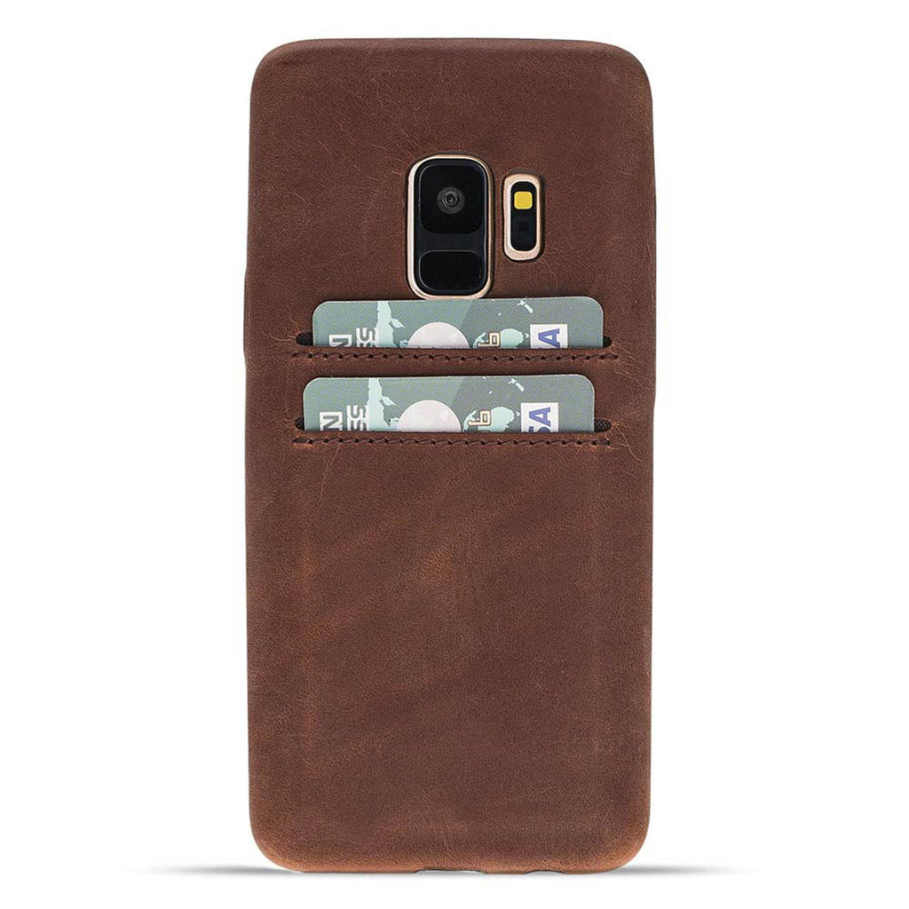 Samsung Galaxy S9 Brown Leather Snap-On Case with Card Holder - Hardiston - 1