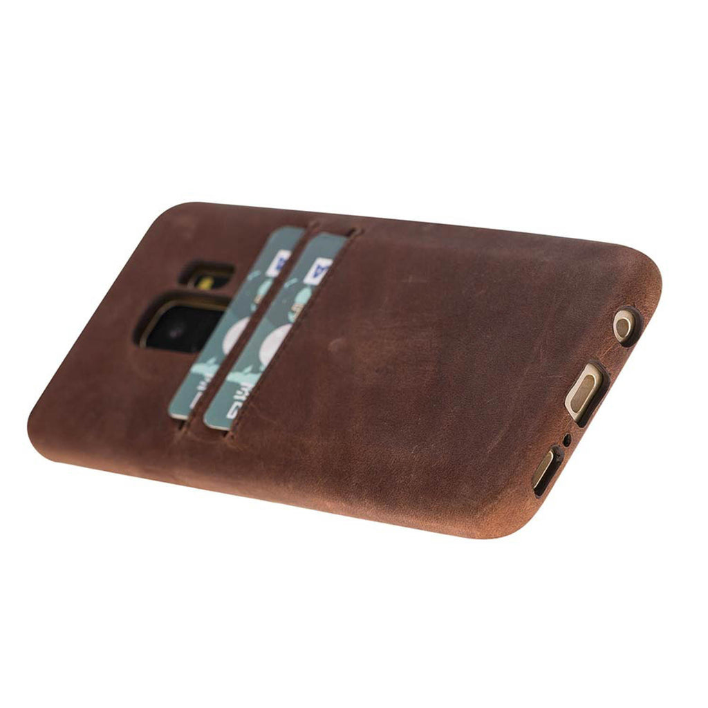 Samsung Galaxy S9 Brown Leather Snap-On Case with Card Holder - Hardiston - 4