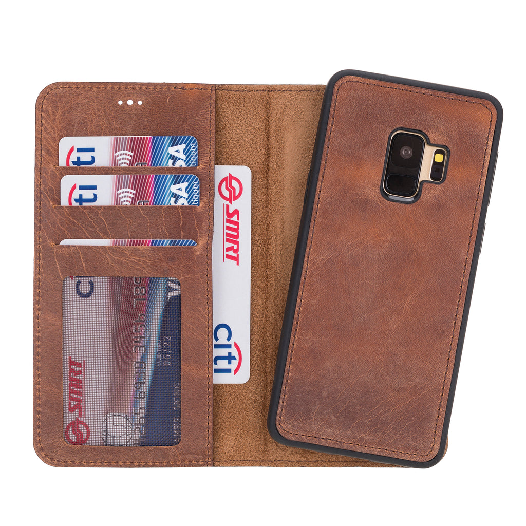 Samsung Galaxy S9 Brown Leather 2-in-1 Wallet Case with Card Holder - Hardiston - 1