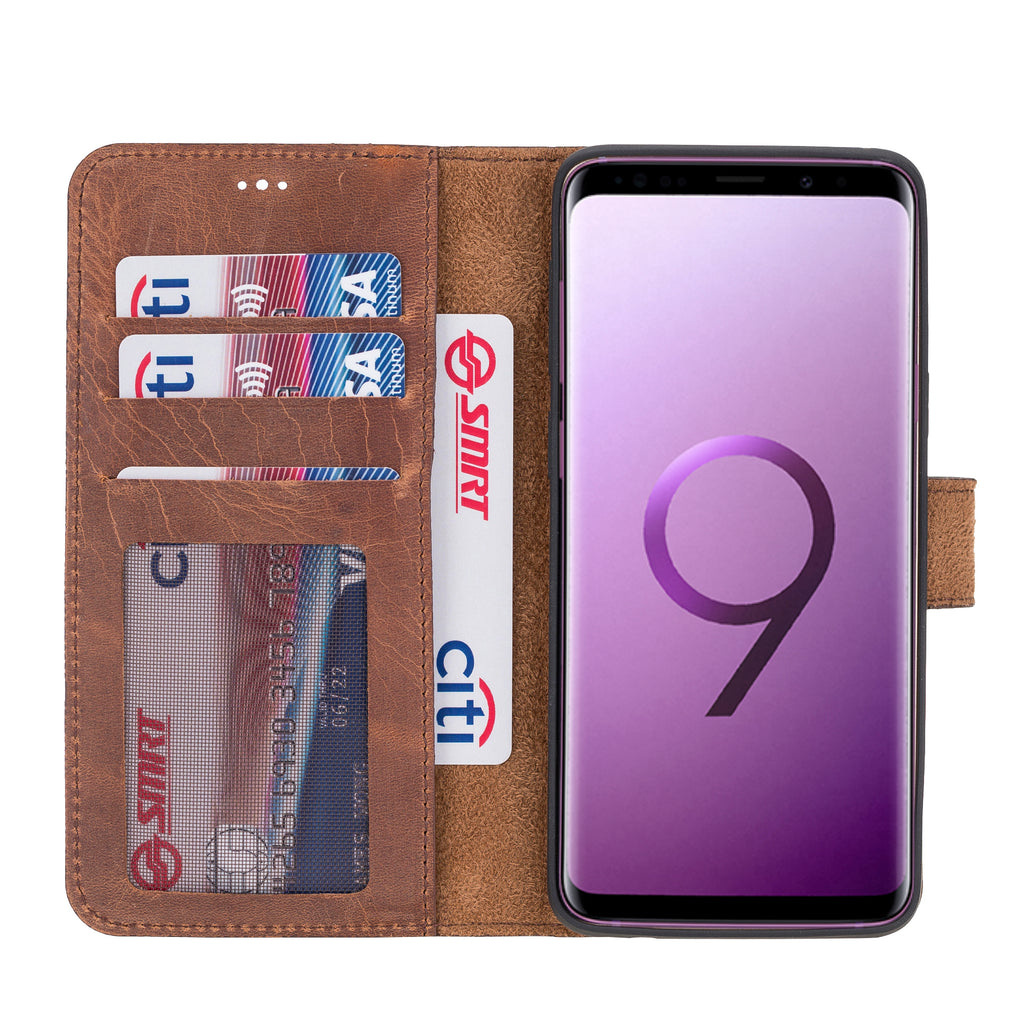 Samsung Galaxy S9 Brown Leather 2-in-1 Wallet Case with Card Holder - Hardiston - 2