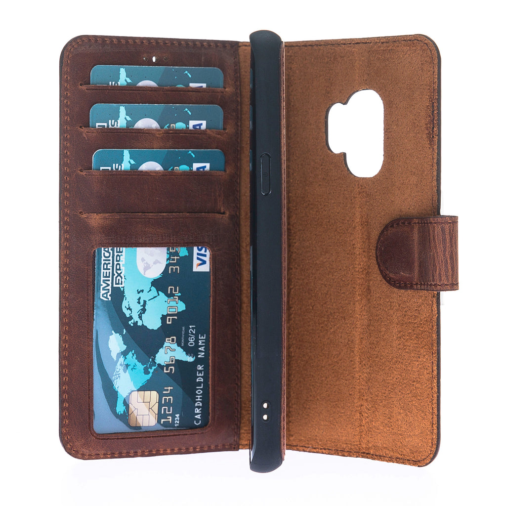 Samsung Galaxy S9 Brown Leather 2-in-1 Wallet Case with Card Holder - Hardiston - 3