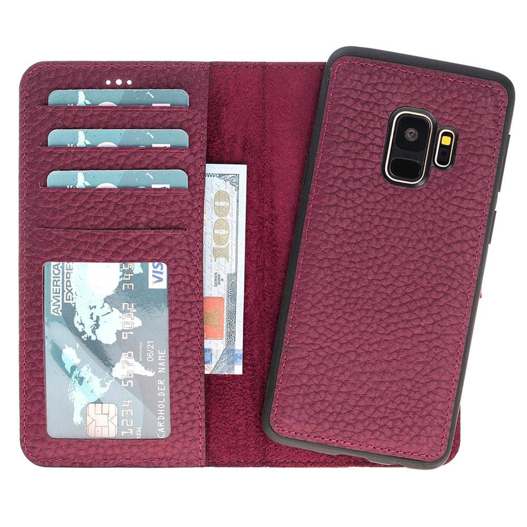 Samsung Galaxy S9 Burgundy Leather 2-in-1 Wallet Case with Card Holder - Hardiston - 1