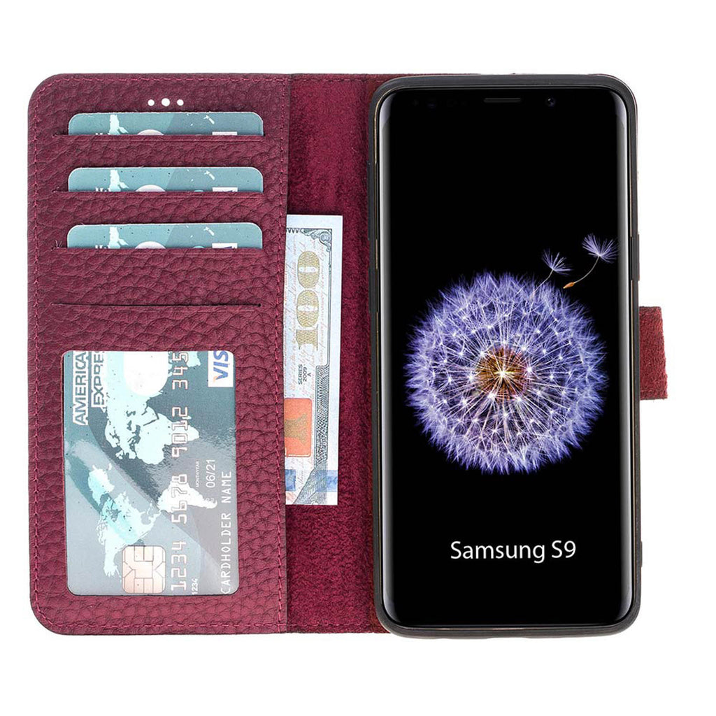 Samsung Galaxy S9 Burgundy Leather 2-in-1 Wallet Case with Card Holder - Hardiston - 2