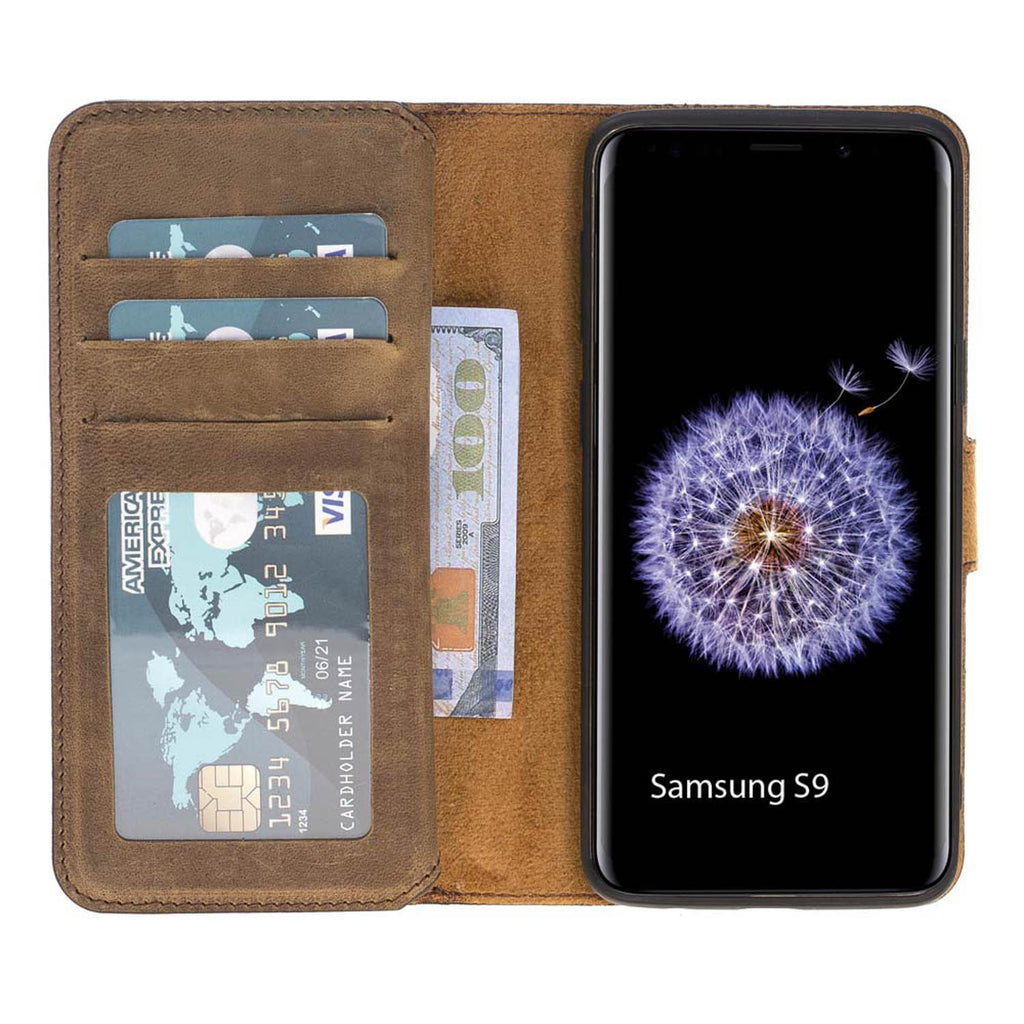 Samsung Galaxy S9 Camel Leather Detachable Dual 2-in-1 Wallet Case with Card Holder - Hardiston - 3