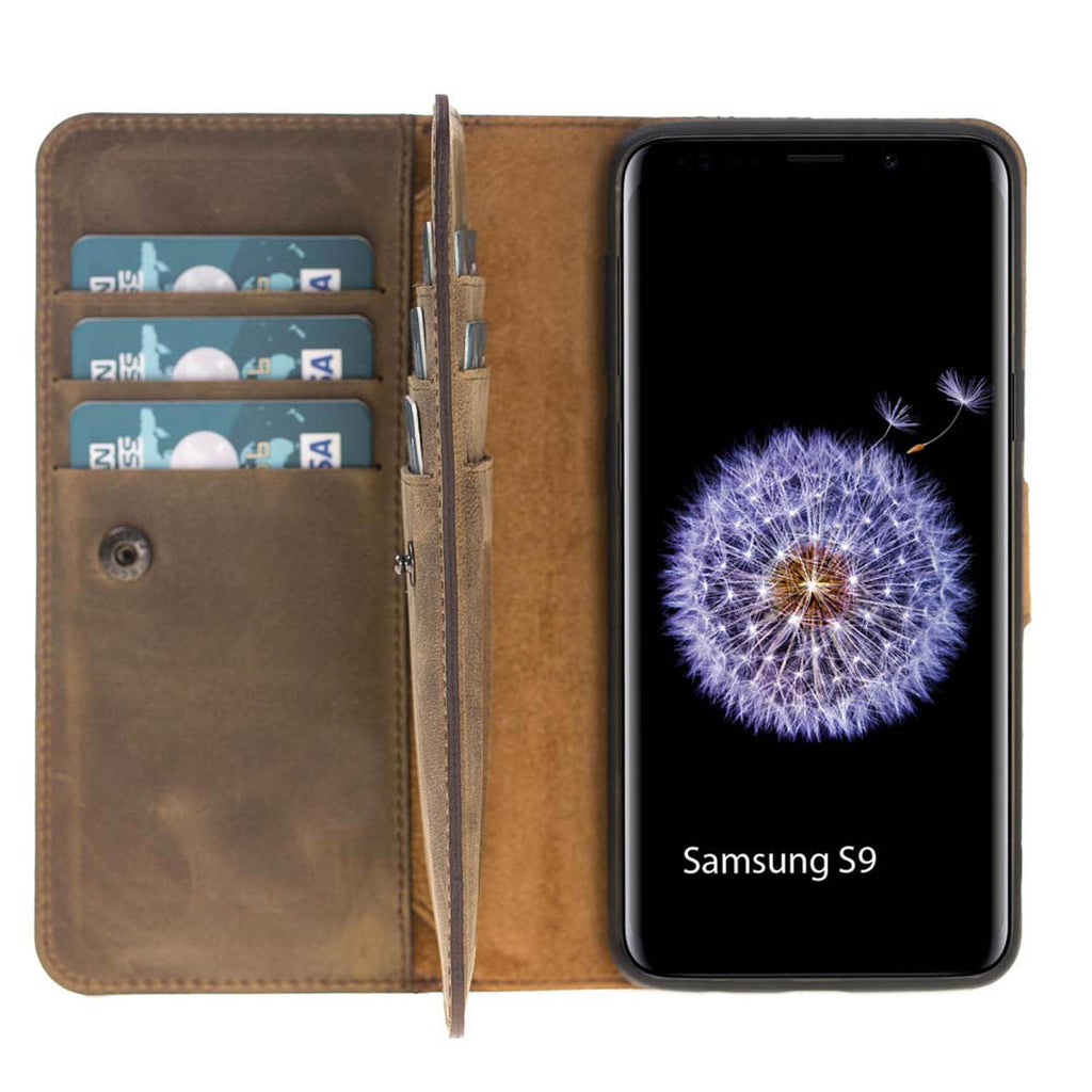 Samsung Galaxy S9 Camel Leather Detachable Dual 2-in-1 Wallet Case with Card Holder - Hardiston - 4