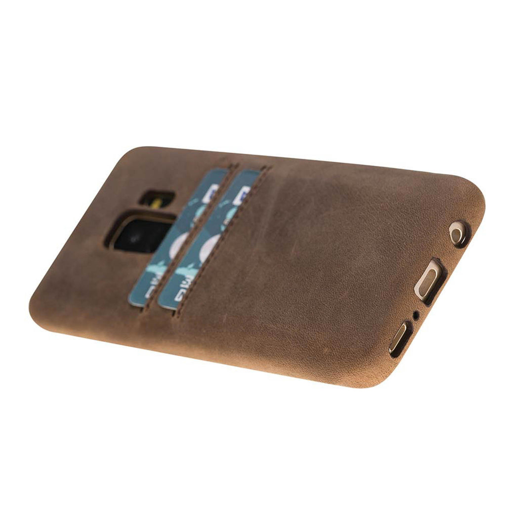 Samsung Galaxy S9 Camel Leather Snap-On Case with Card Holder - Hardiston - 4