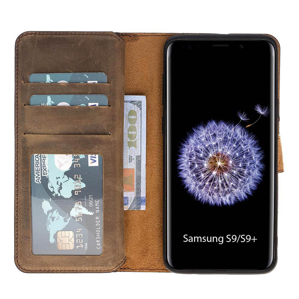 Samsung Galaxy S9 Camel Leather 2-in-1 Wallet Case with Card Holder - Hardiston - 2