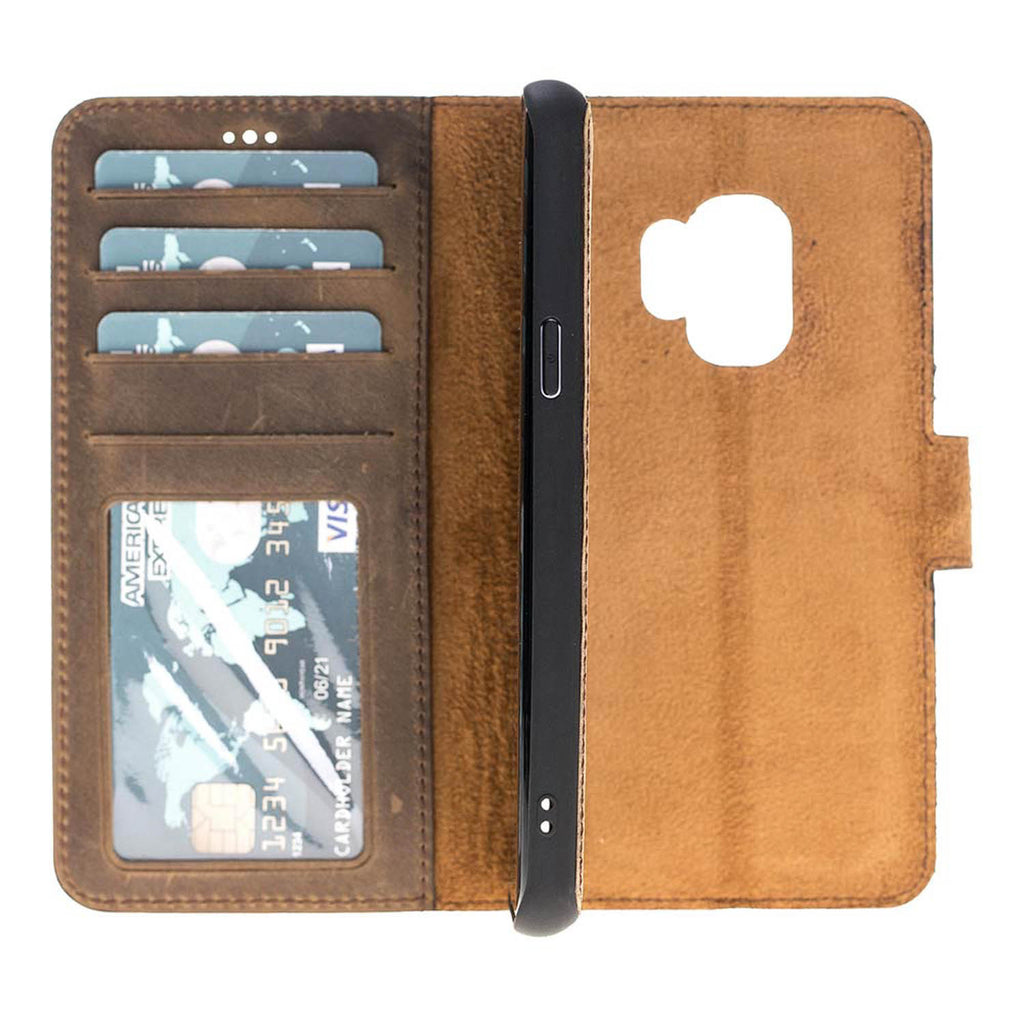 Samsung Galaxy S9 Camel Leather 2-in-1 Wallet Case with Card Holder - Hardiston - 3