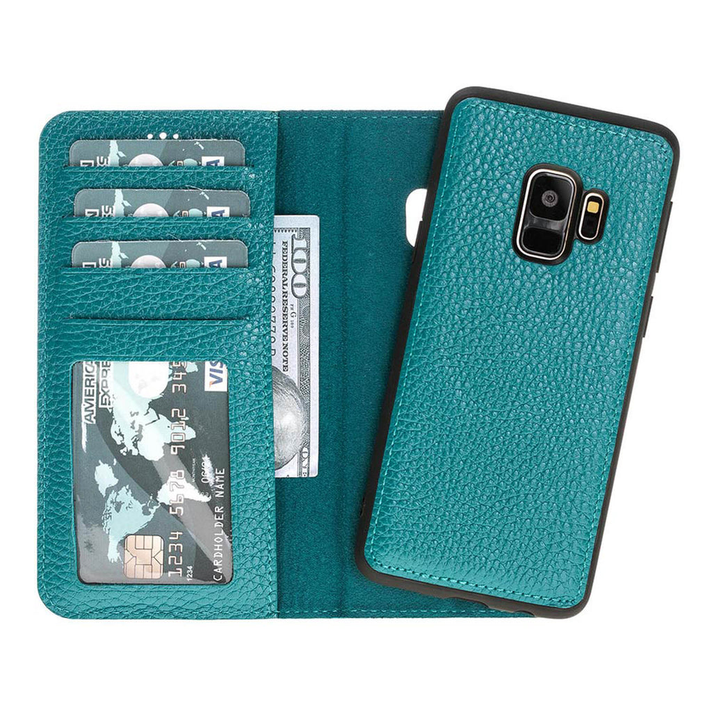 Samsung Galaxy S9 Green Leather 2-in-1 Wallet Case with Card Holder - Hardiston - 1