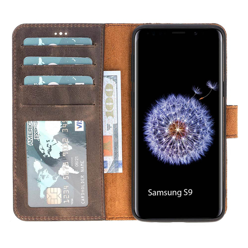 Samsung Galaxy S9 Mocha Leather 2-in-1 Wallet Case with Card Holder - Hardiston - 2
