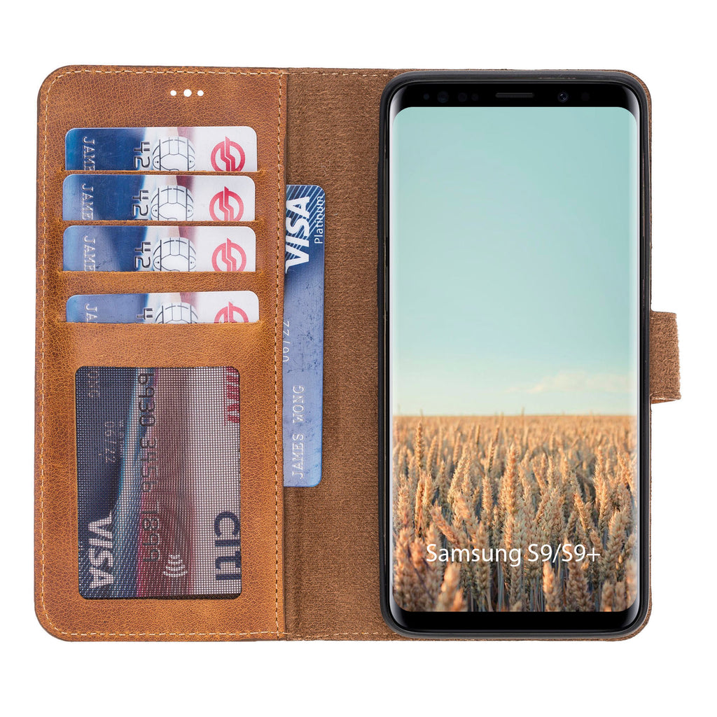 Samsung Galaxy S9+ Amber Leather 2-in-1 Wallet Case with Card Holder - Hardiston - 2