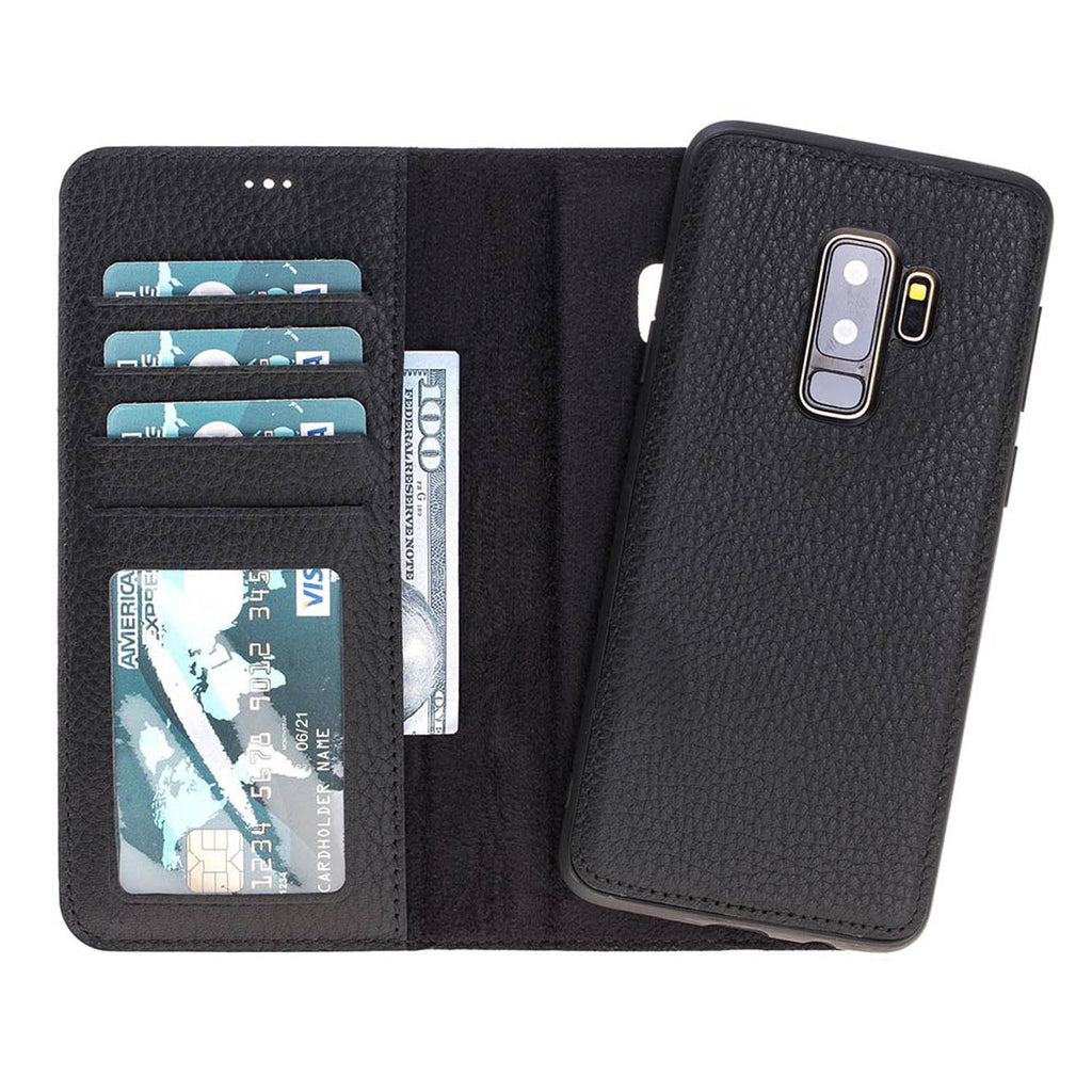 Samsung Galaxy S9+ Black Leather 2-in-1 Wallet Case with Card Holder - Hardiston - 1