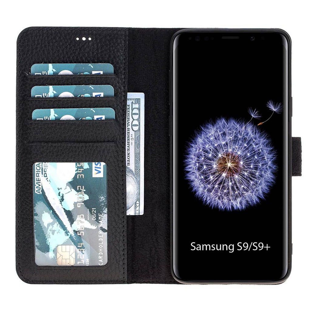 Samsung Galaxy S9+ Black Leather 2-in-1 Wallet Case with Card Holder - Hardiston - 2