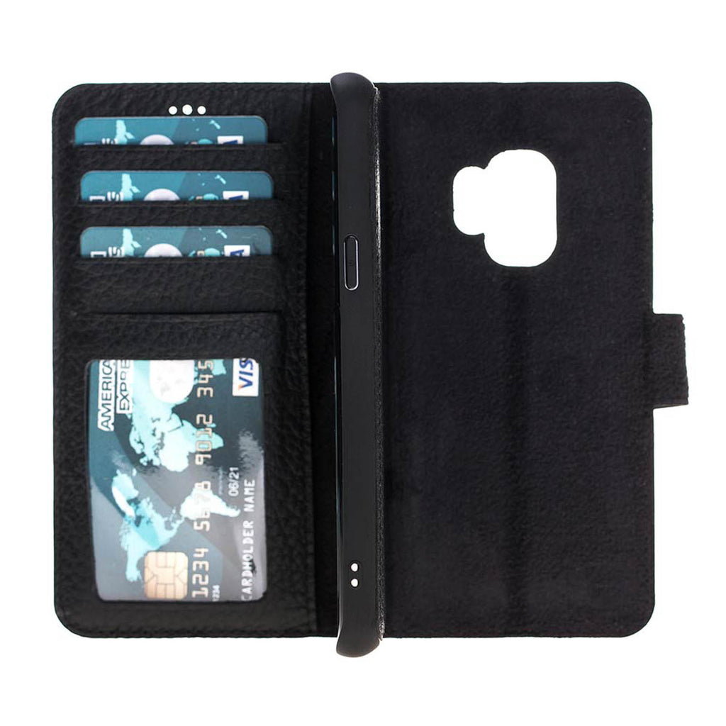 Samsung Galaxy S9+ Black Leather 2-in-1 Wallet Case with Card Holder - Hardiston - 3