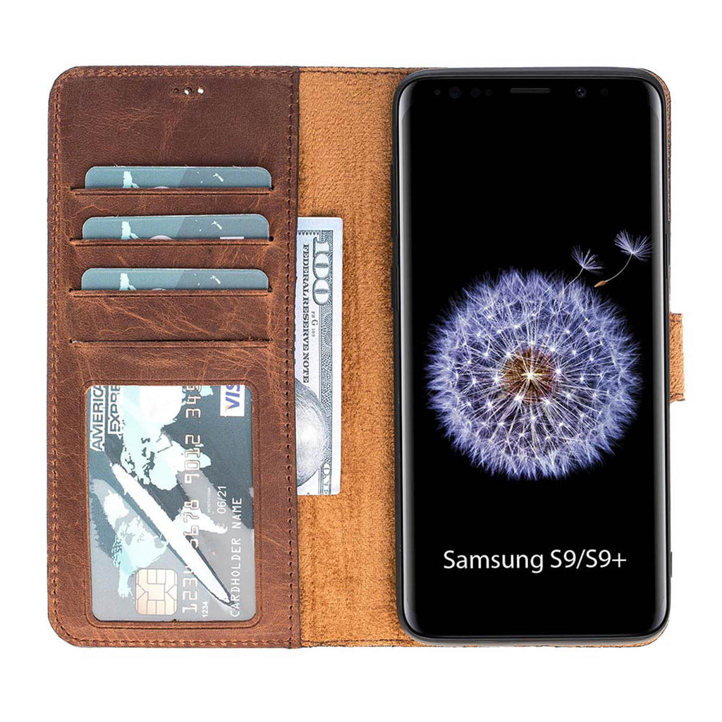 Samsung Galaxy S9+ Brown Leather 2-in-1 Wallet Case with Card Holder - Hardiston - 2