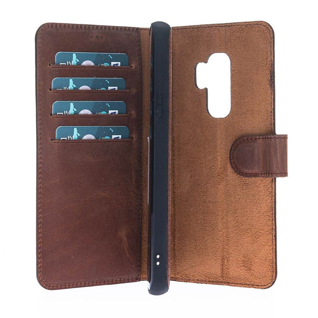 Samsung Galaxy S9+ Brown Leather 2-in-1 Wallet Case with Card Holder - Hardiston - 3