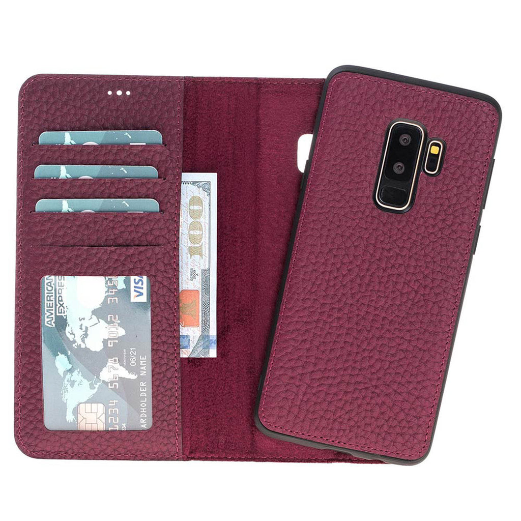 Samsung Galaxy S9+ Burgundy Leather 2-in-1 Wallet Case with Card Holder - Hardiston - 1