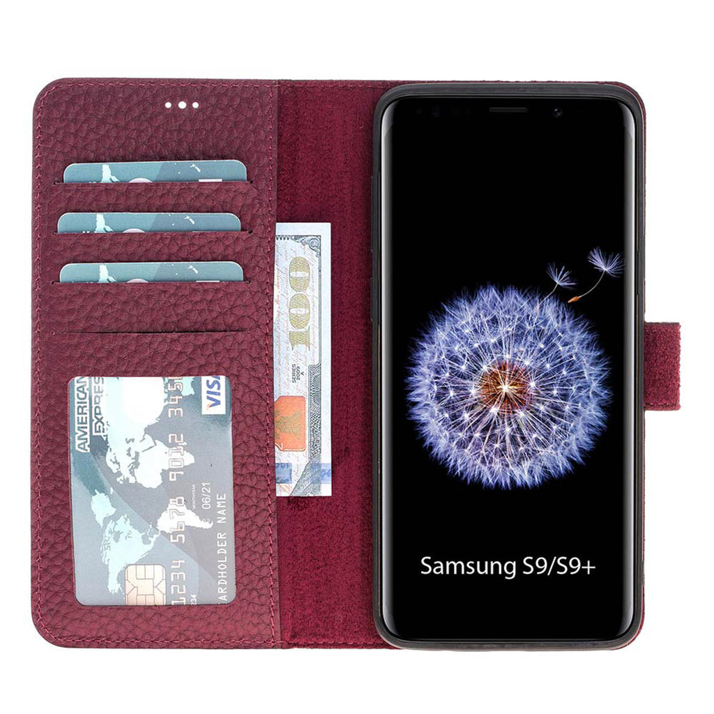 Samsung Galaxy S9+ Burgundy Leather 2-in-1 Wallet Case with Card Holder - Hardiston - 2