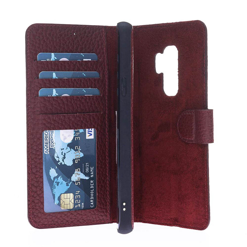 Samsung Galaxy S9+ Burgundy Leather 2-in-1 Wallet Case with Card Holder - Hardiston - 3