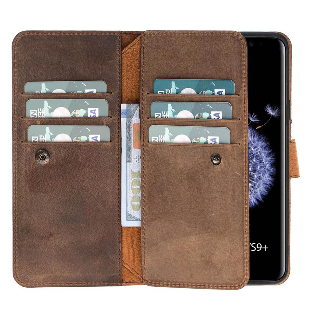 Samsung Galaxy S9+ Camel Leather Detachable Dual 2-in-1 Wallet Case with Card Holder - Hardiston - 1