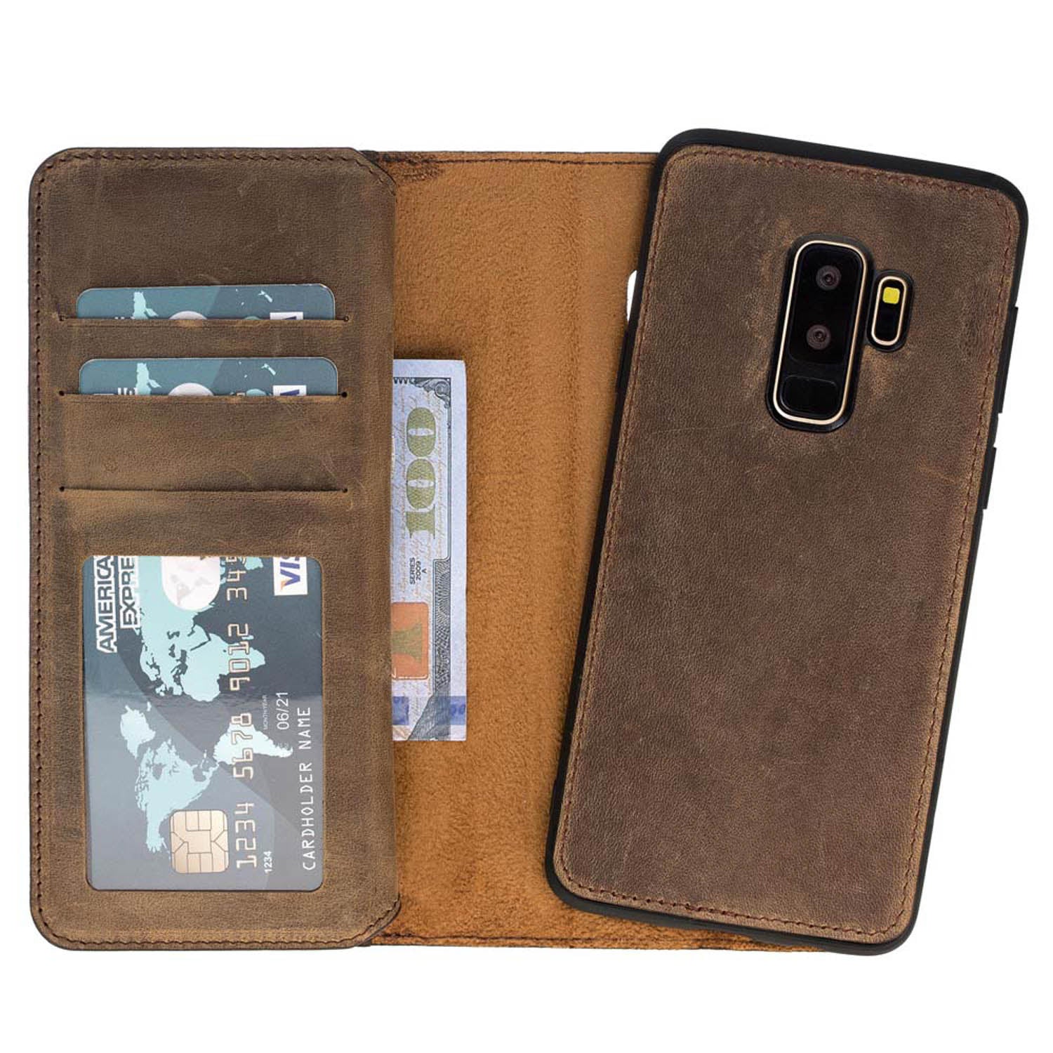 Smartphone Flip Cases Wallet Case for Samsung Galaxy S9 Plus, Leather Case  with Card Holder, Double Magnetic Clasp and Durable Shockproof Cover for  Samsung Galaxy S9 Plus,Magnetic Phone Case for Car F 