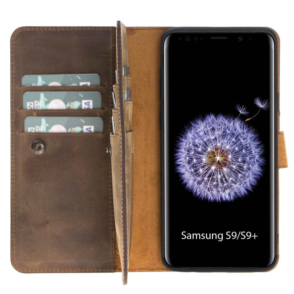 Samsung Galaxy S9+ Camel Leather Detachable Dual 2-in-1 Wallet Case with Card Holder - Hardiston - 4