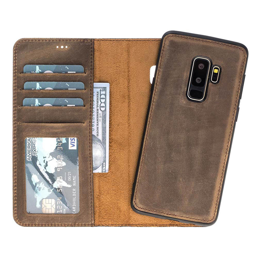 Samsung Galaxy S9+ Camel Leather 2-in-1 Wallet Case with Card Holder - Hardiston - 1