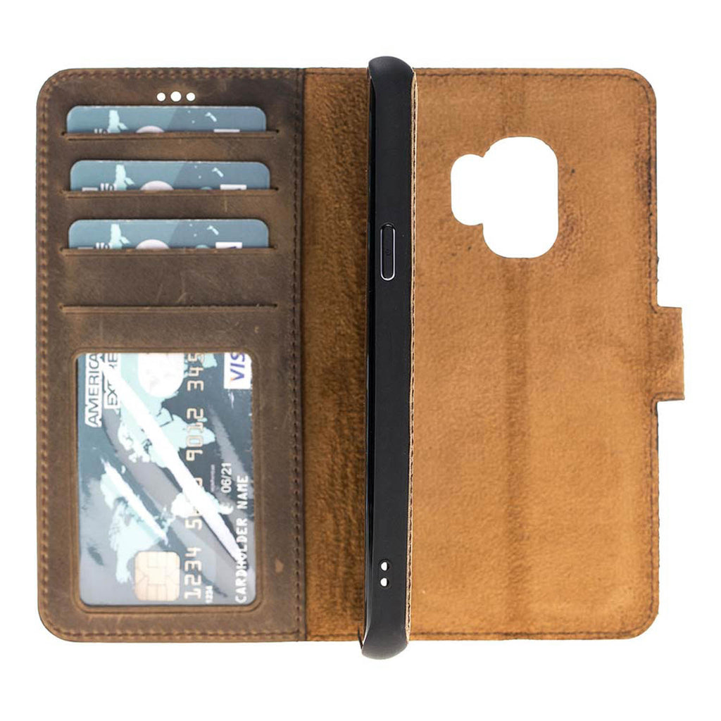 Samsung Galaxy S9+ Camel Leather 2-in-1 Wallet Case with Card Holder - Hardiston - 3