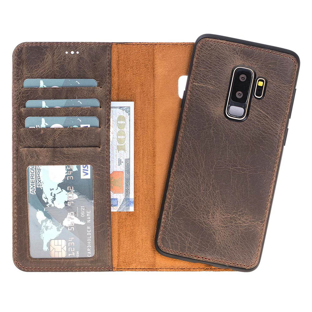 Samsung Galaxy S9+ Mocha Leather 2-in-1 Wallet Case with Card Holder - Hardiston - 1