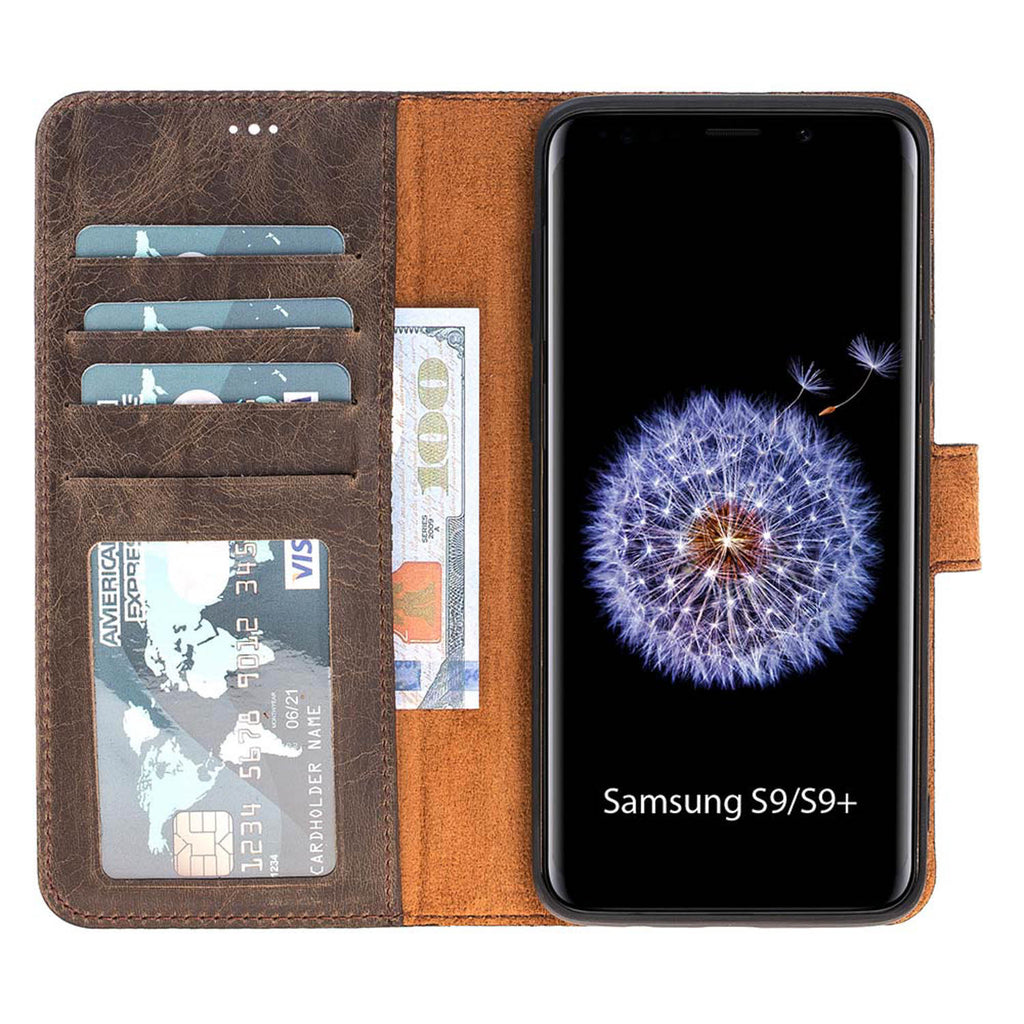 Samsung Galaxy S9+ Mocha Leather 2-in-1 Wallet Case with Card Holder - Hardiston - 2