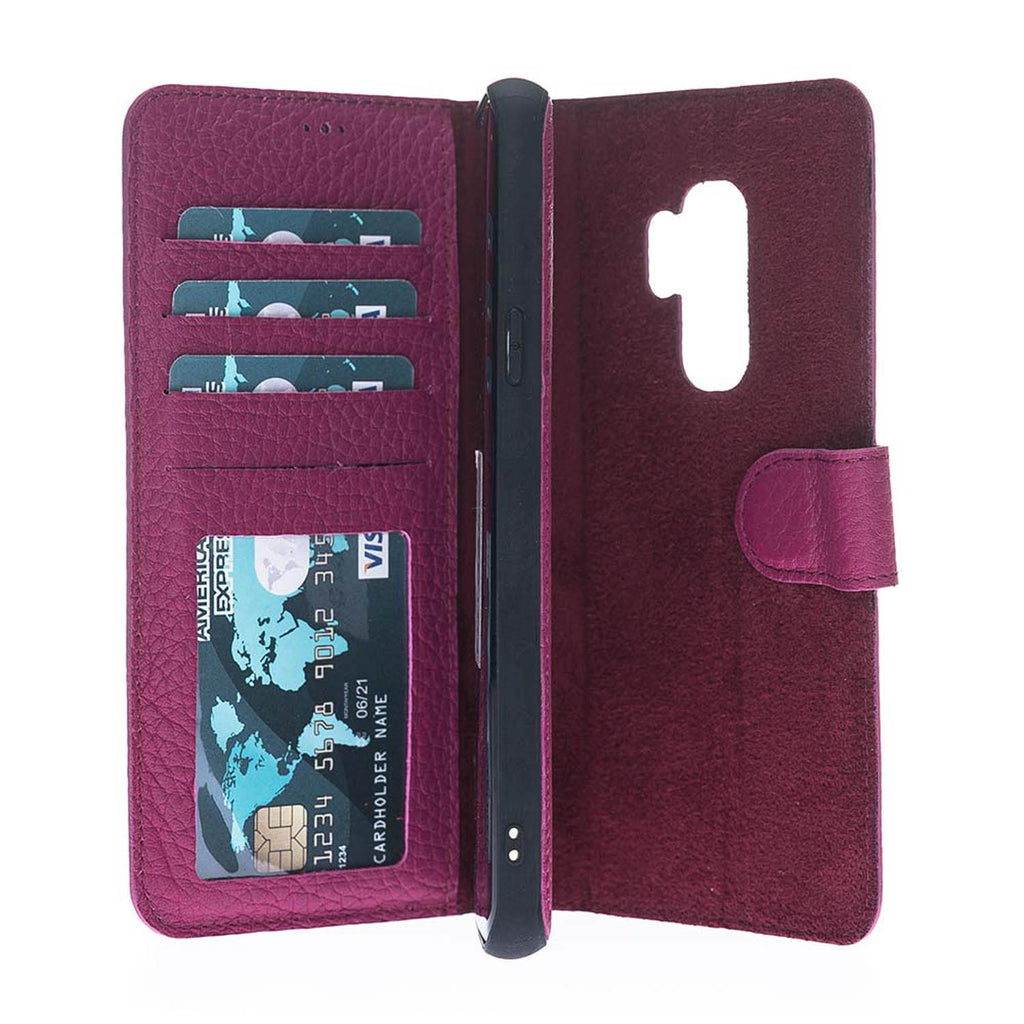 Samsung Galaxy S9+ Pink Leather 2-in-1 Wallet Case with Card Holder - Hardiston - 3