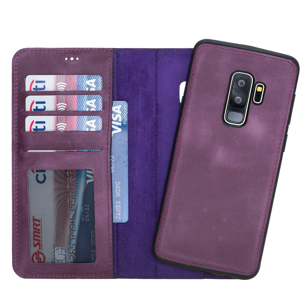 Samsung Galaxy S9+ Purple Leather 2-in-1 Wallet Case with Card Holder - Hardiston - 1