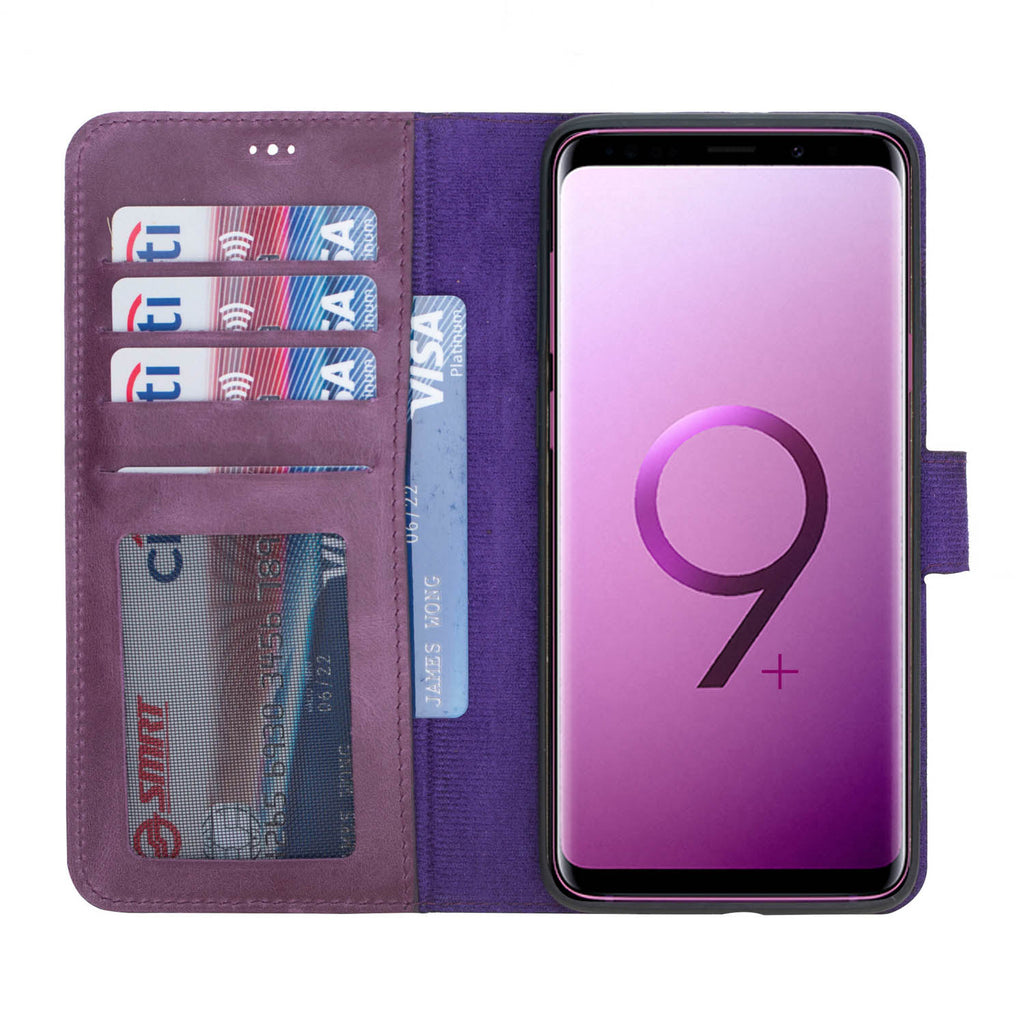 Samsung Galaxy S9+ Purple Leather 2-in-1 Wallet Case with Card Holder - Hardiston - 2
