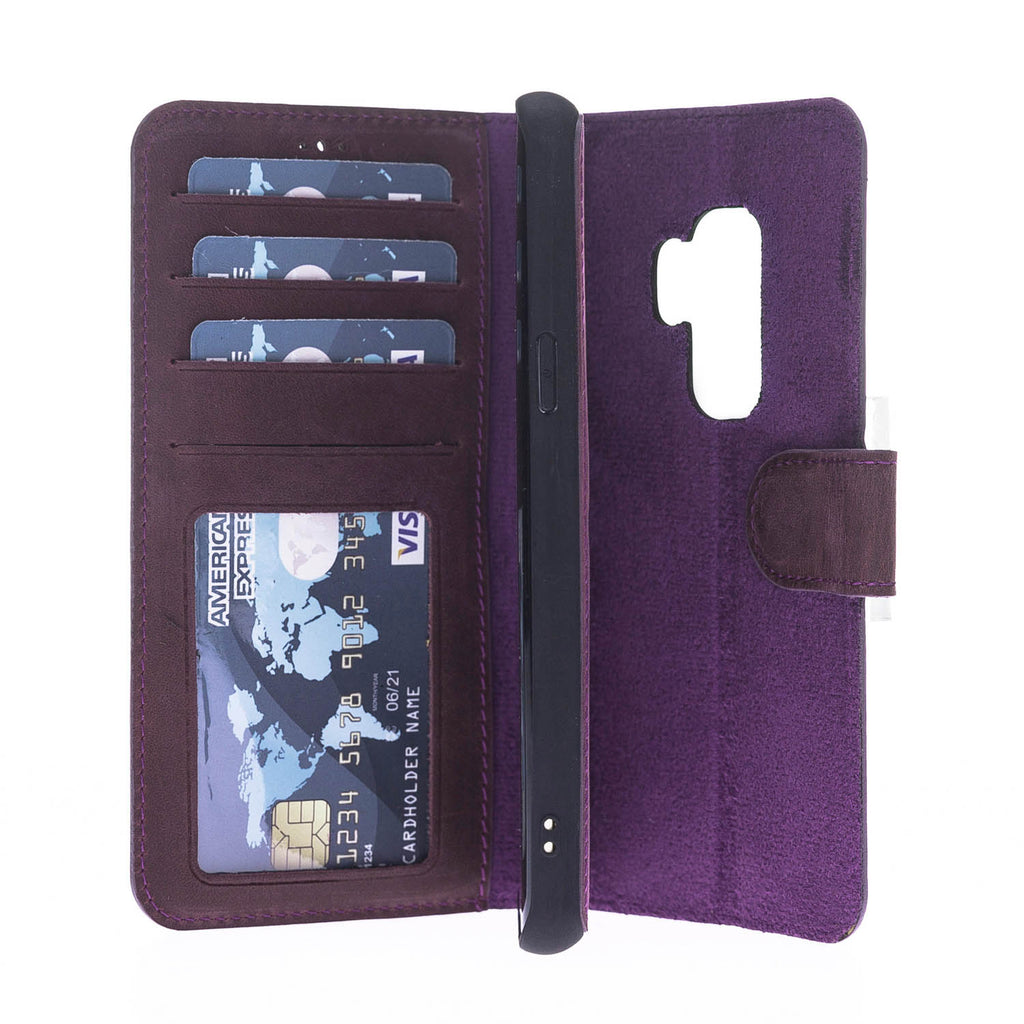 Samsung Galaxy S9+ Purple Leather 2-in-1 Wallet Case with Card Holder - Hardiston - 3
