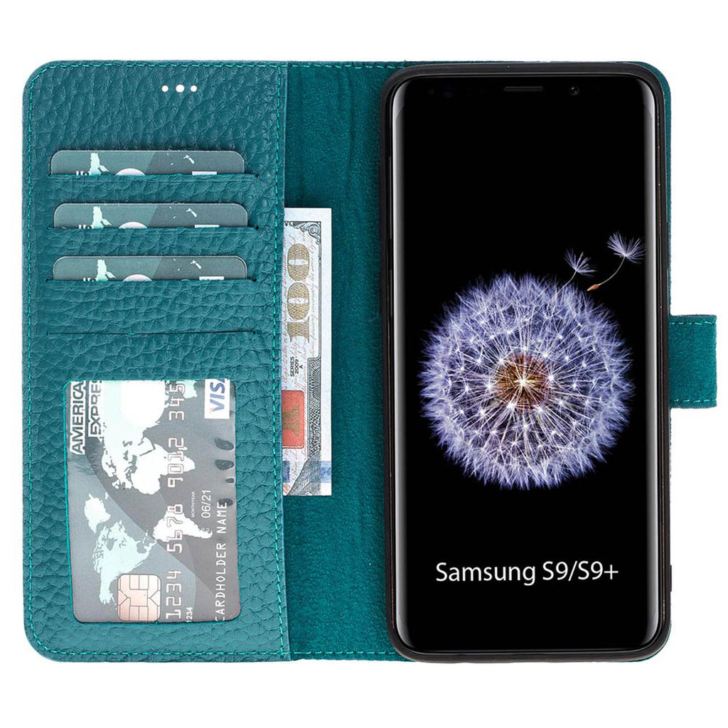Samsung Galaxy S9+ Turquoise Leather 2-in-1 Wallet Case with Card Holder - Hardiston - 2
