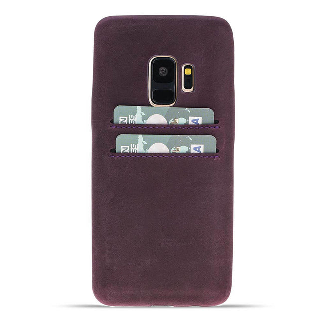 Samsung Galaxy S9 Purple Leather Snap-On Case with Card Holder - Hardiston - 1