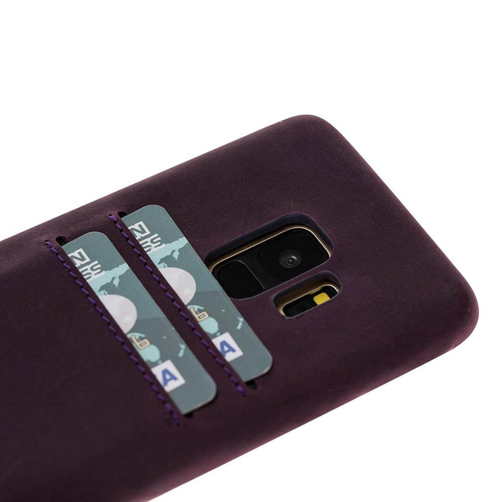 Samsung Galaxy S9 Purple Leather Snap-On Case with Card Holder - Hardiston - 5