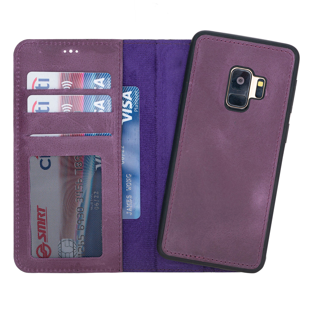 Samsung Galaxy S9 Purple Leather 2-in-1 Wallet Case with Card Holder - Hardiston - 1