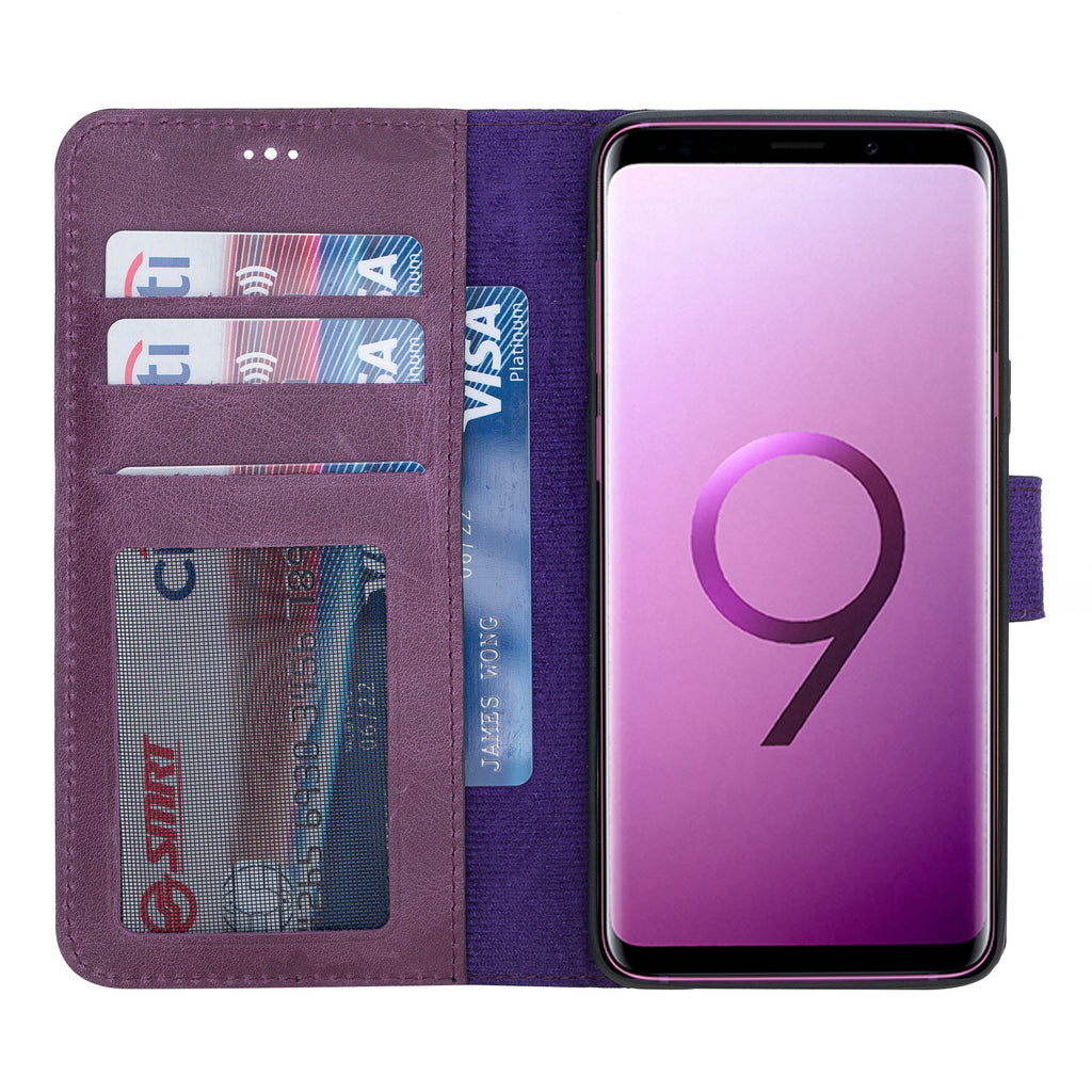 Samsung Galaxy S9 Purple Leather 2-in-1 Wallet Case with Card Holder - Hardiston - 2