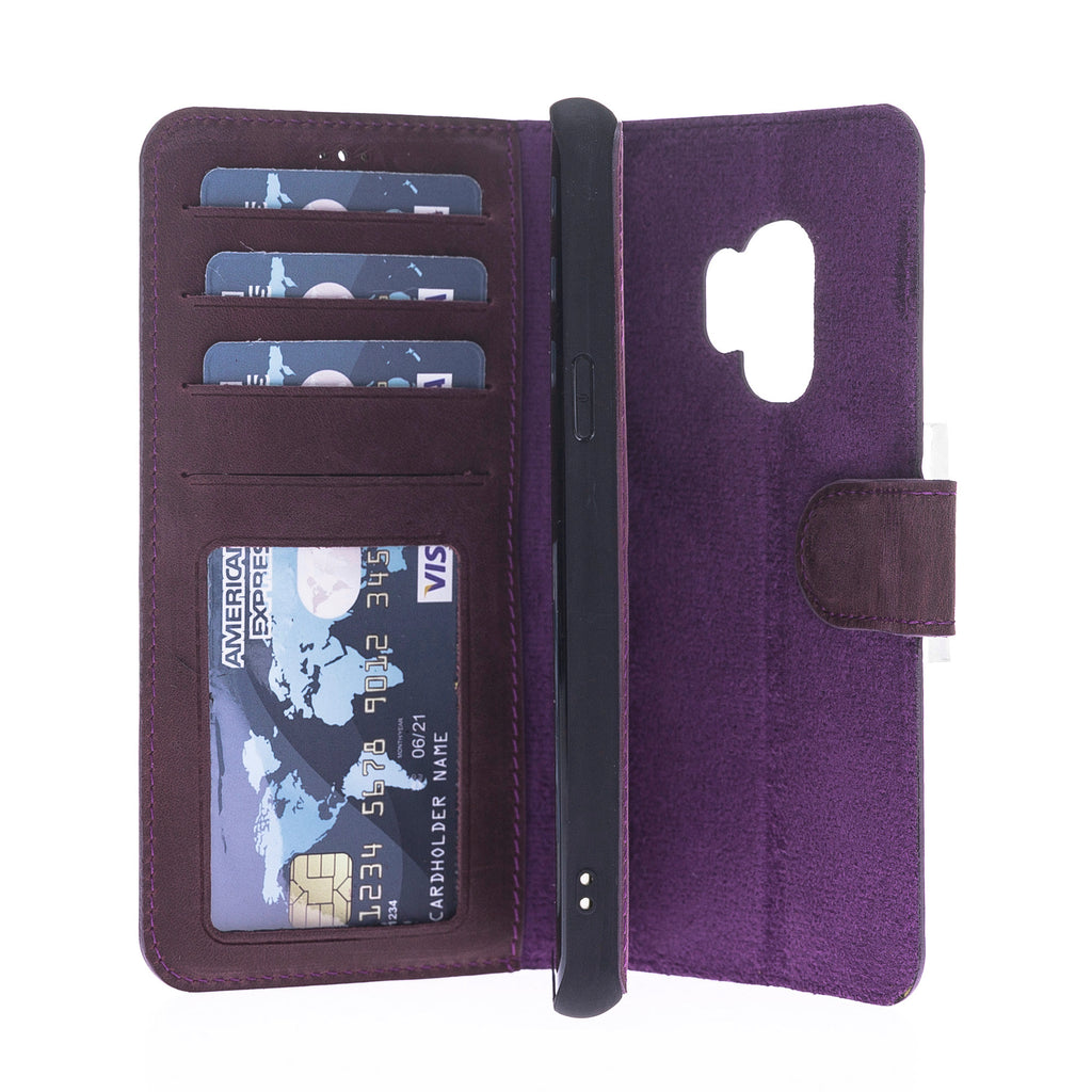 Samsung Galaxy S9 Purple Leather 2-in-1 Wallet Case with Card Holder - Hardiston - 3