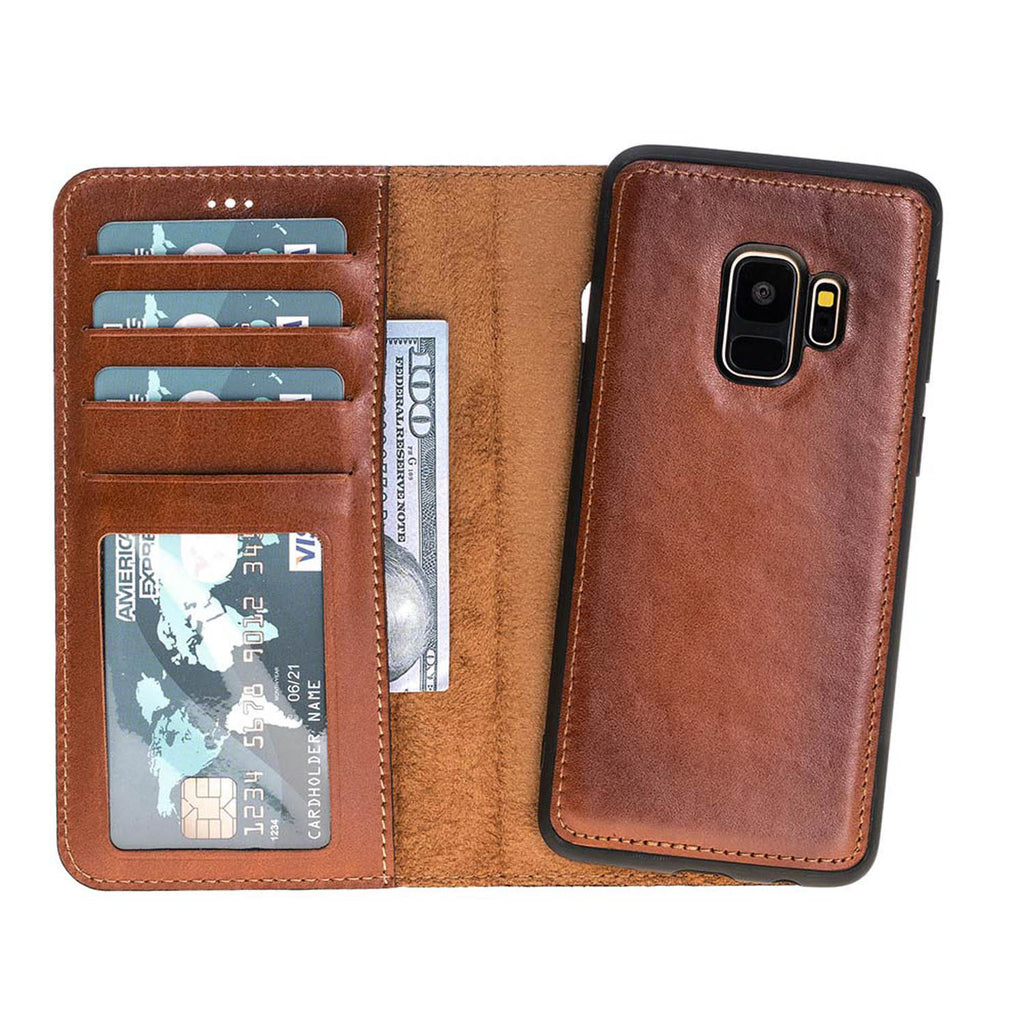 Samsung Galaxy S9 Russet Leather 2-in-1 Wallet Case with Card Holder - Hardiston - 1