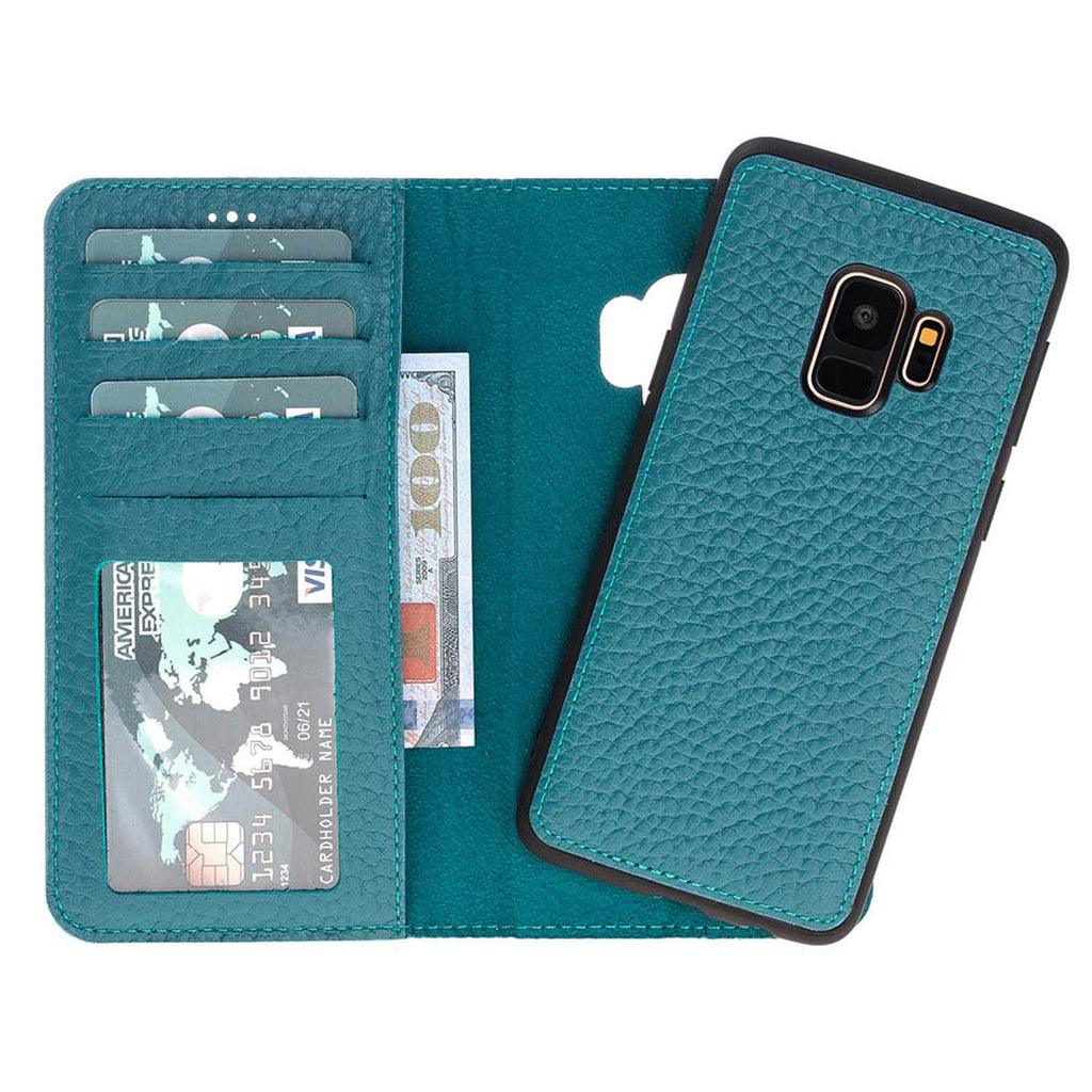 Samsung Galaxy S9 Turquoise Leather 2-in-1 Wallet Case with Card Holder - Hardiston - 1