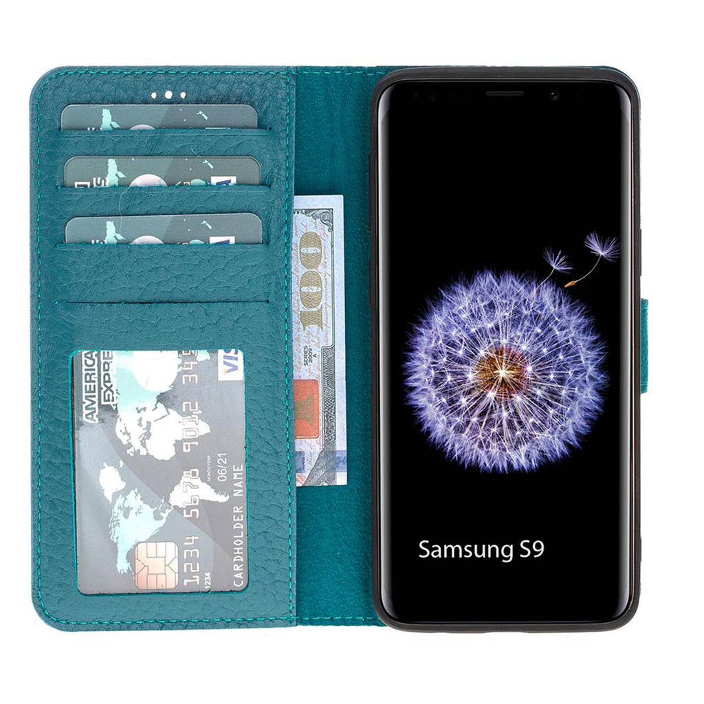Samsung Galaxy S9 Turquoise Leather 2-in-1 Wallet Case with Card Holder - Hardiston - 2