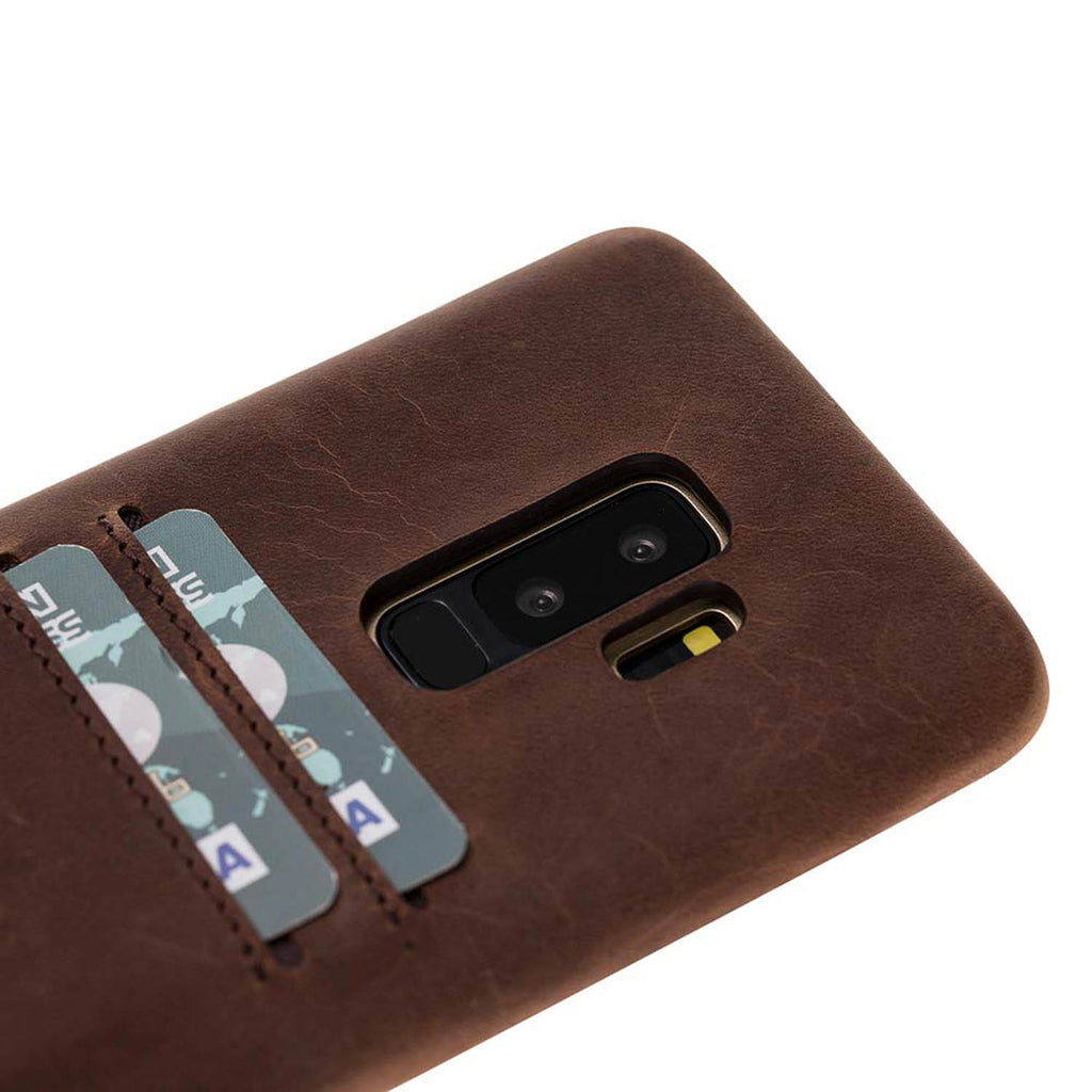 Samsung Galaxy S9+ Brown Leather Snap-On Case with Card Holder - Hardiston - 4